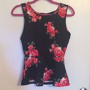 Forever 21 Floral Peplum Tank Top Sz S